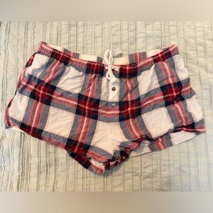 Stars Above Plaid Sleep Shorts | Red Blue Green Plaid | Drawstring & Pockets | L